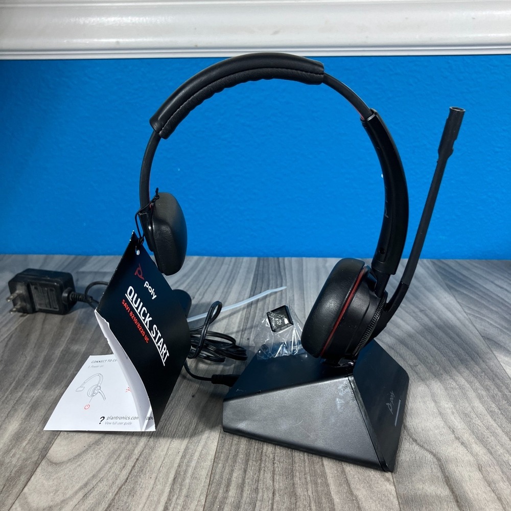 Plantronics SAVI 8200 Series W8210 Wireless DECT Headset Headphones Office Black